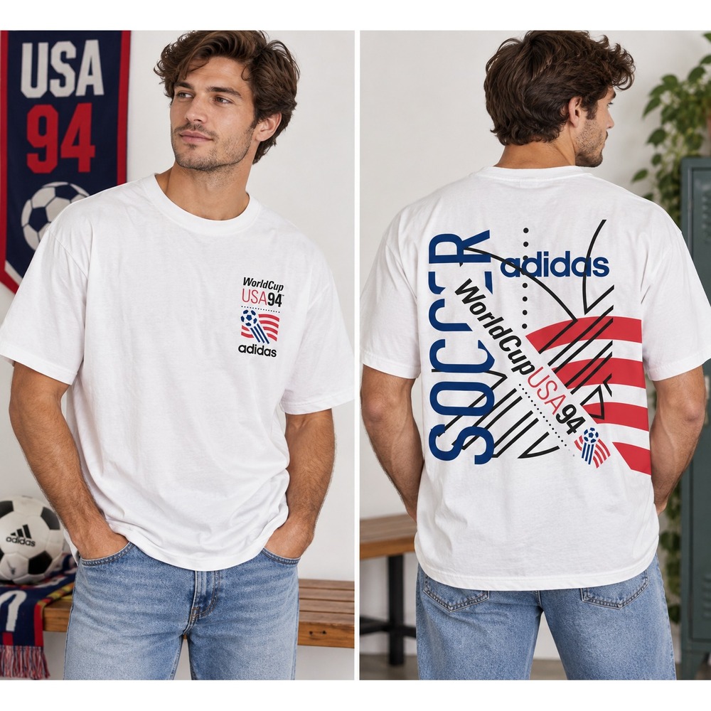 Adidas World Cup USA 94 Throwback T Shirt Mens L FIFA Classics Soccer Graphic
